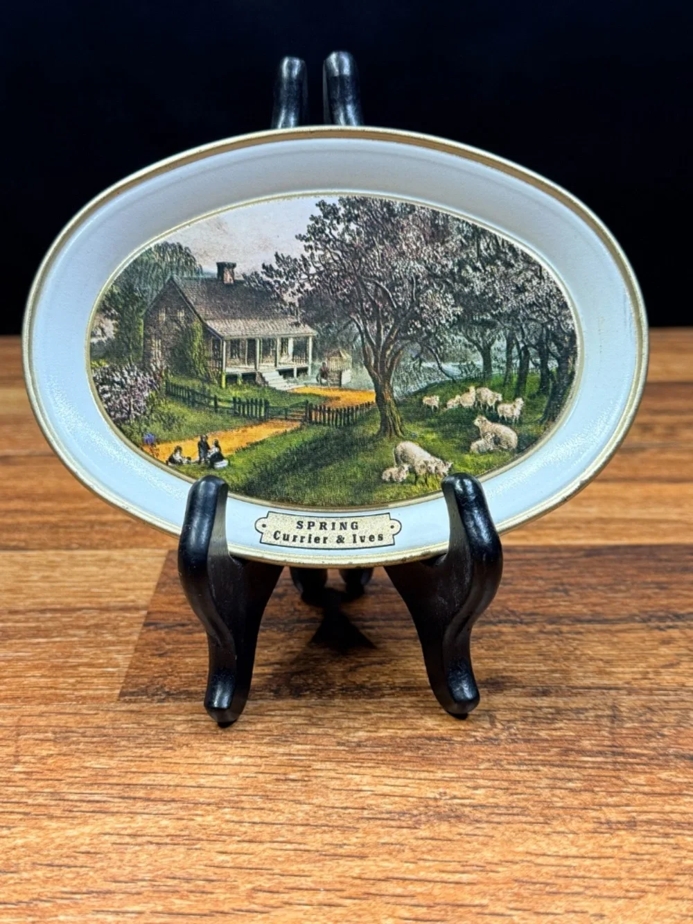 CURRIER AND IVES-1868 “The American Homestead” Metal Tray Set (Set of 4)
